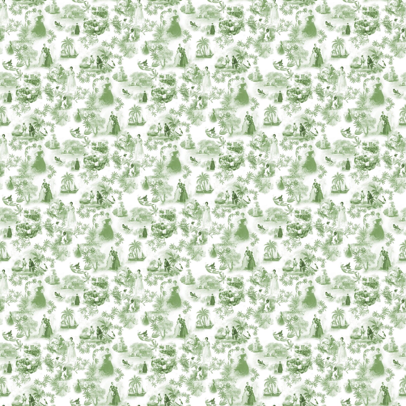 Prompt: Victorian toile wallpaper